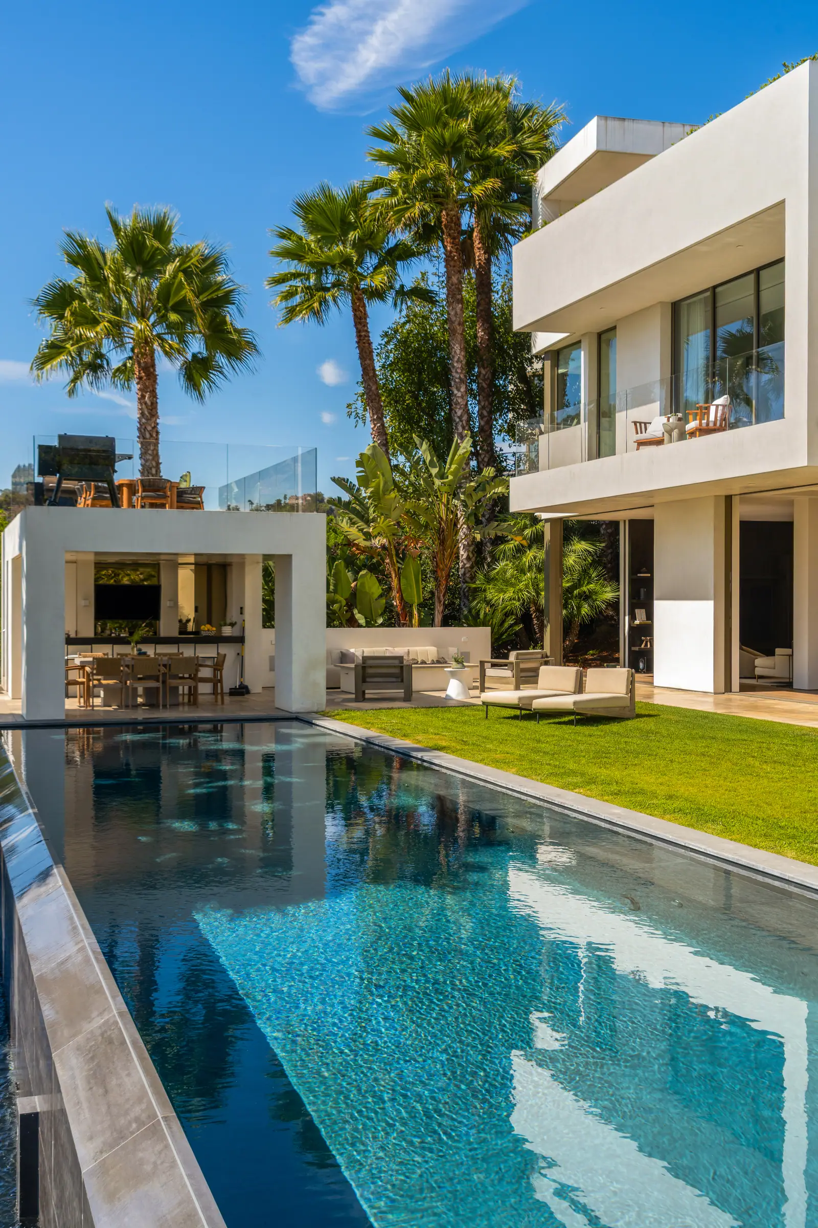 Pool looking back toward the house and palms